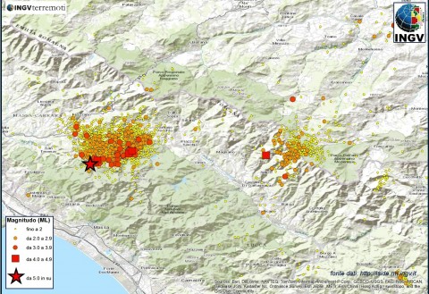 Terremoto Lunigiana 2013 Sequenza Scosse
