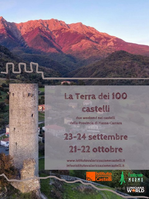 Locandina evento reaalizzata con foto di un castello e in primo piano le info come riportate nel comunicato