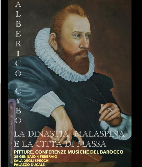 Locandina mostra realizzata con uno dei ritratti in esposizione e in sovrimpressione il titolo dela mostra