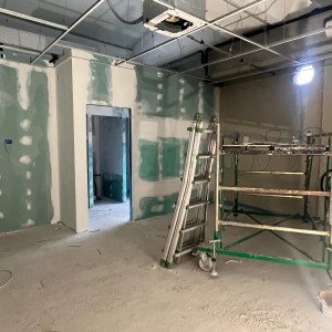 Nella foto particolare del cantiere interno ai laboratori dell'Iti Meucci