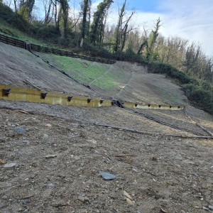 Particolare intervento ingegneria naturalstica con palizzate di conteniomento