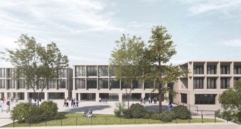 Nell'immagine ilrendering del prospetto principale edificio su tre piani fuori terra
