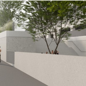 Nella foto rendering della scalinata esterna