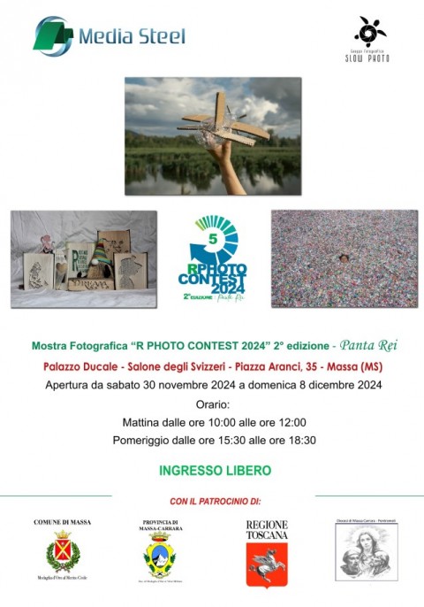 Locandina evento con al centro tre delle foto del contest. Testo da info come riportate nel copmunicato