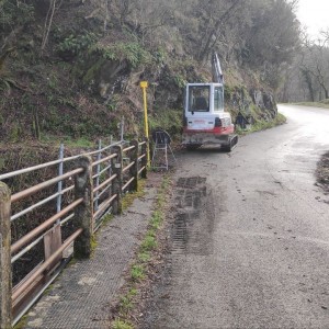 Foto cantiere, inprimo piano tratto del ponte interessato