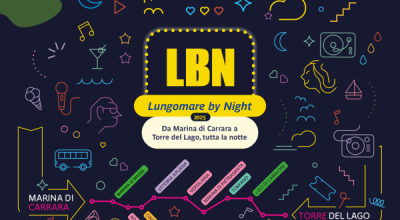 Locandina relizzata con imagine grafica spndo nero e vari colori che riproducono percorso linea